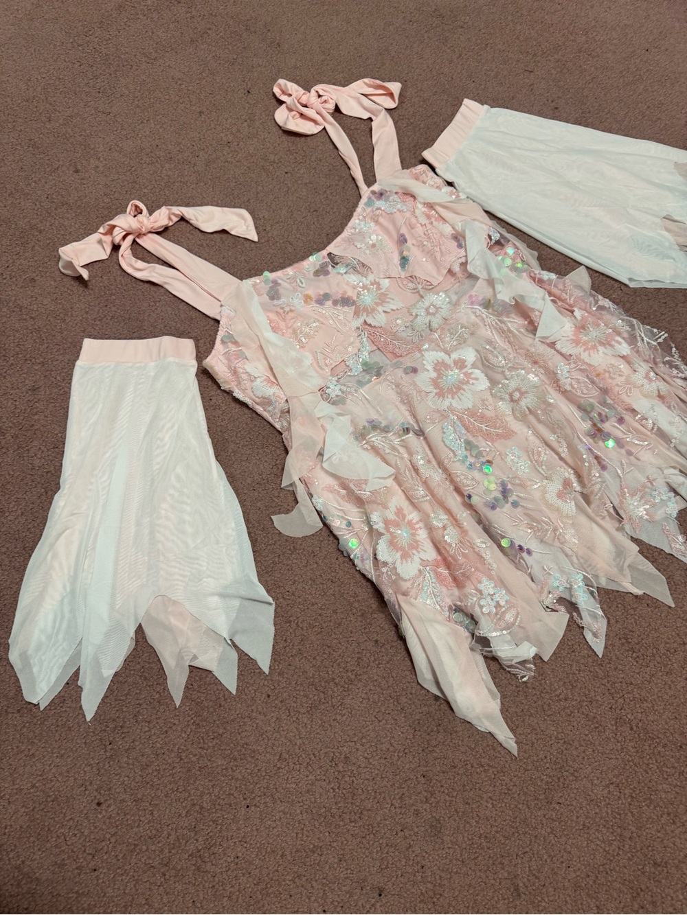New 3x pink mini beaded fairy core festival rave boho outfit floral rose